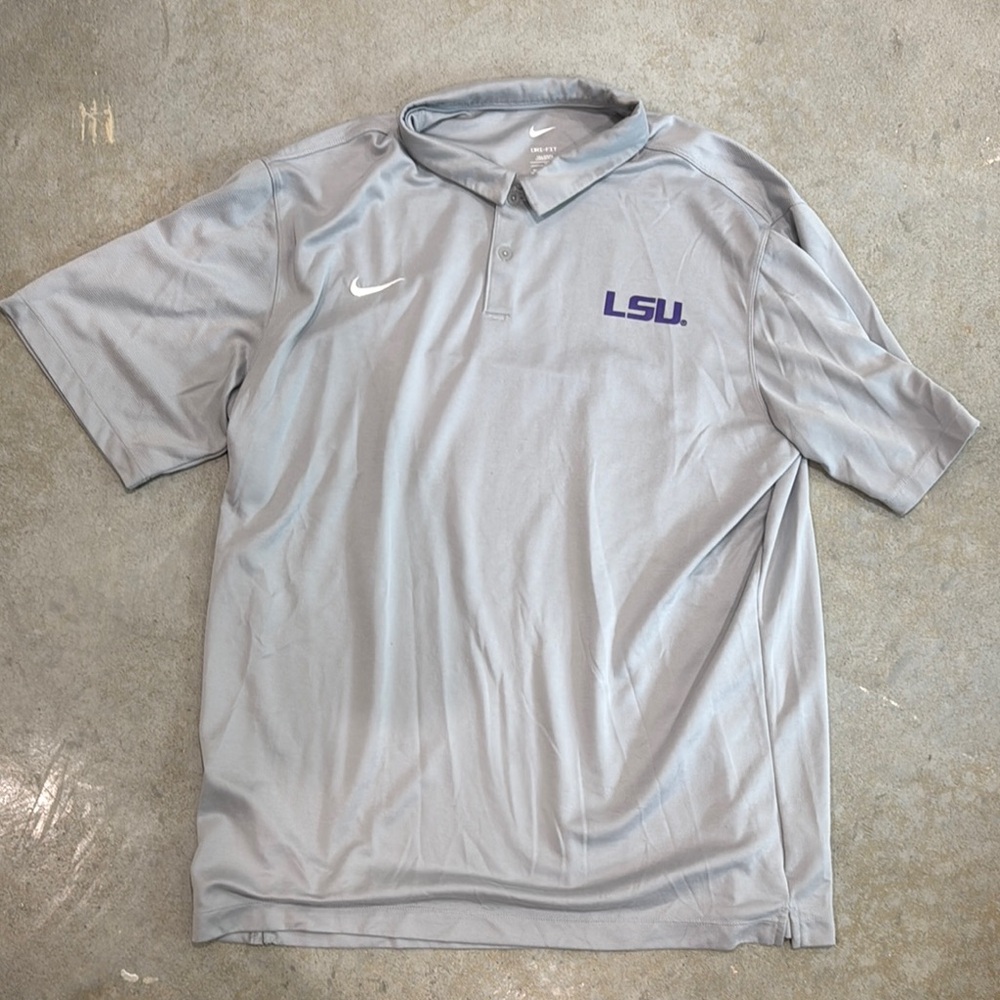 Nike Gray Performance LSU Polo Shirt